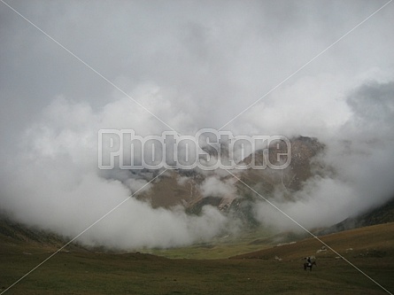 lonely rider in the mountains