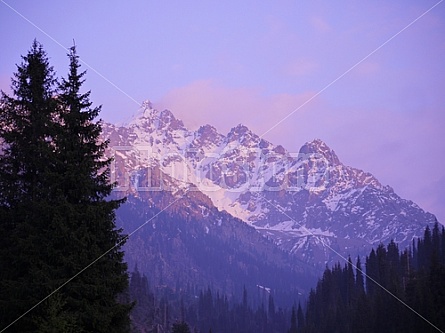 Sunset on the Tian Shan Mountains