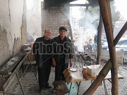 Shashlik grilling in Turkestan (Kazakhstan)