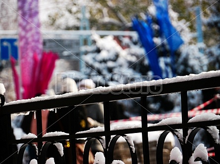 ice on a handrail