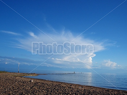 Blue Sky over Issyk Kul Lake