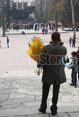 waiting with flowers