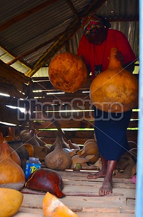 a woman and her gourds