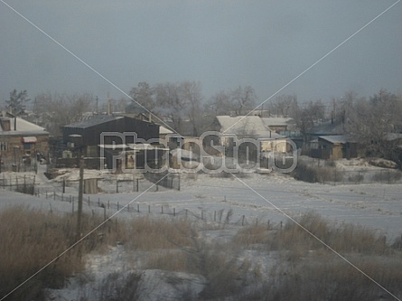 Houses in the Kazakh steppe