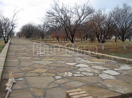 rose gardens in front of the Mausoleum in Turkestan (Kazakhstan)