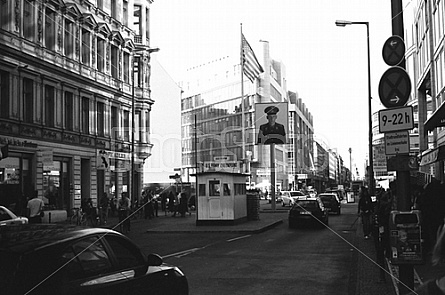 Checkpoint Charlie looking into the Soviet Sector