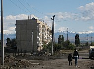 old soviet building in Karakol (Kyrgyzstan)