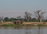 small hut at the shore at Liwonde National Park