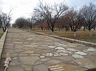 rose gardens in front of the Mausoleum in Turkestan (Kazakhstan)