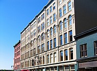 old style building and brick road